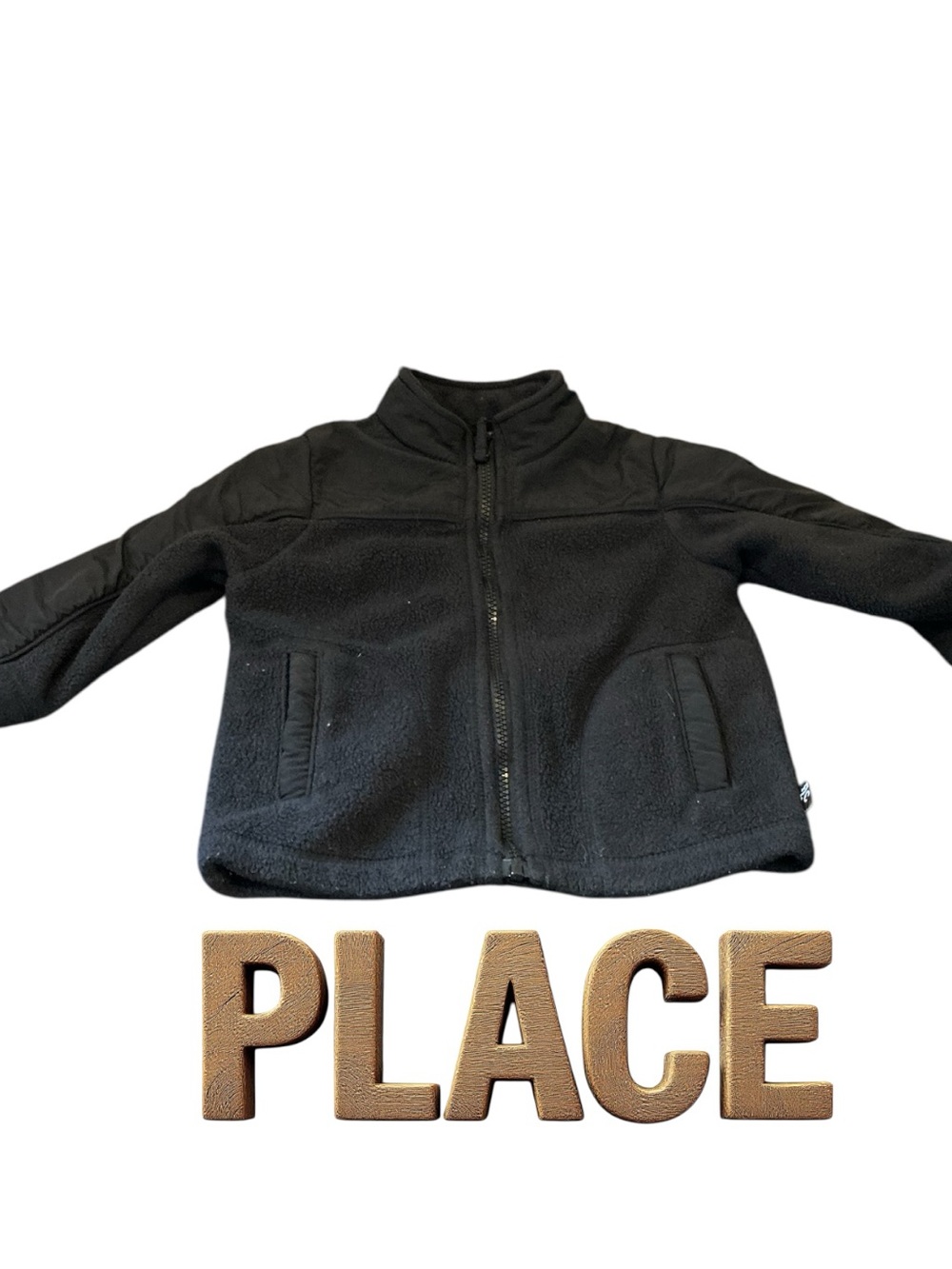Place Black Kids Puffer-Style Fleece Jacket
